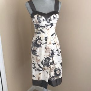Suzi Chin for Maggy Boutique White and Gray Sweetheart Midi Dress